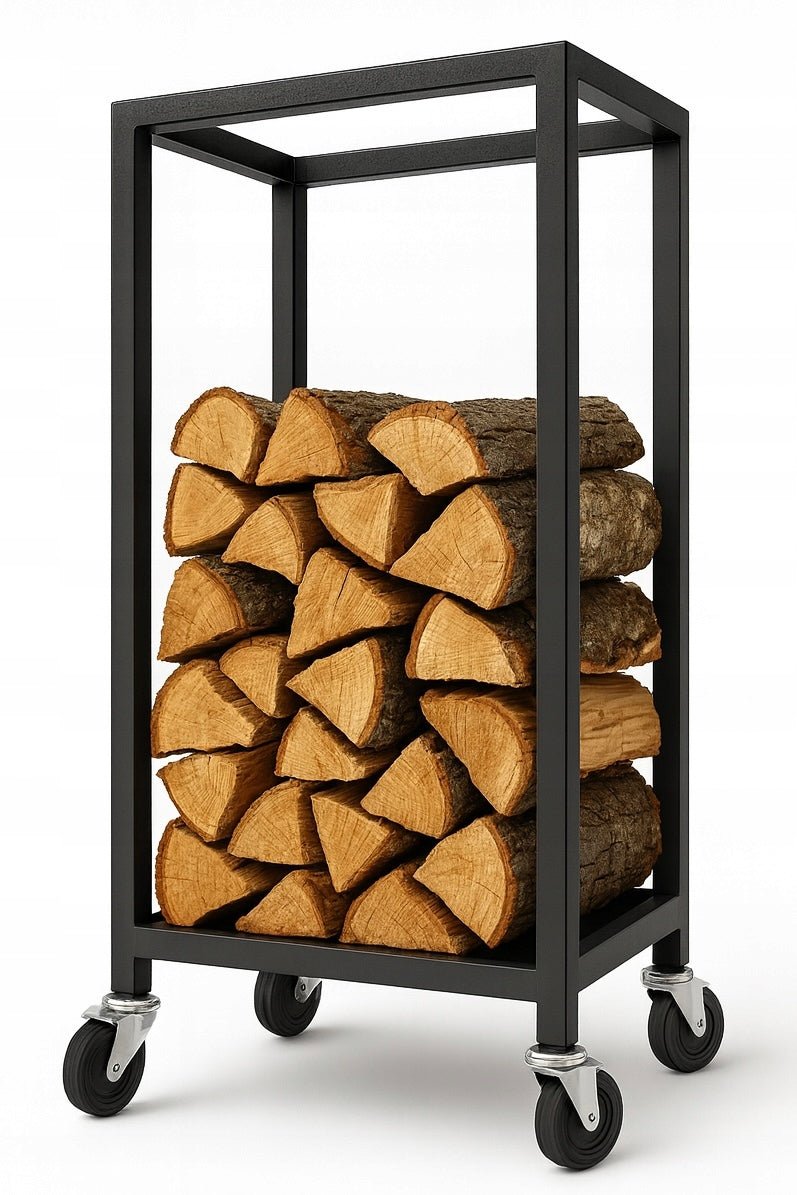 Mobilny stojak na drewno kominkowe loft 100×60×30 cm - Loftivo