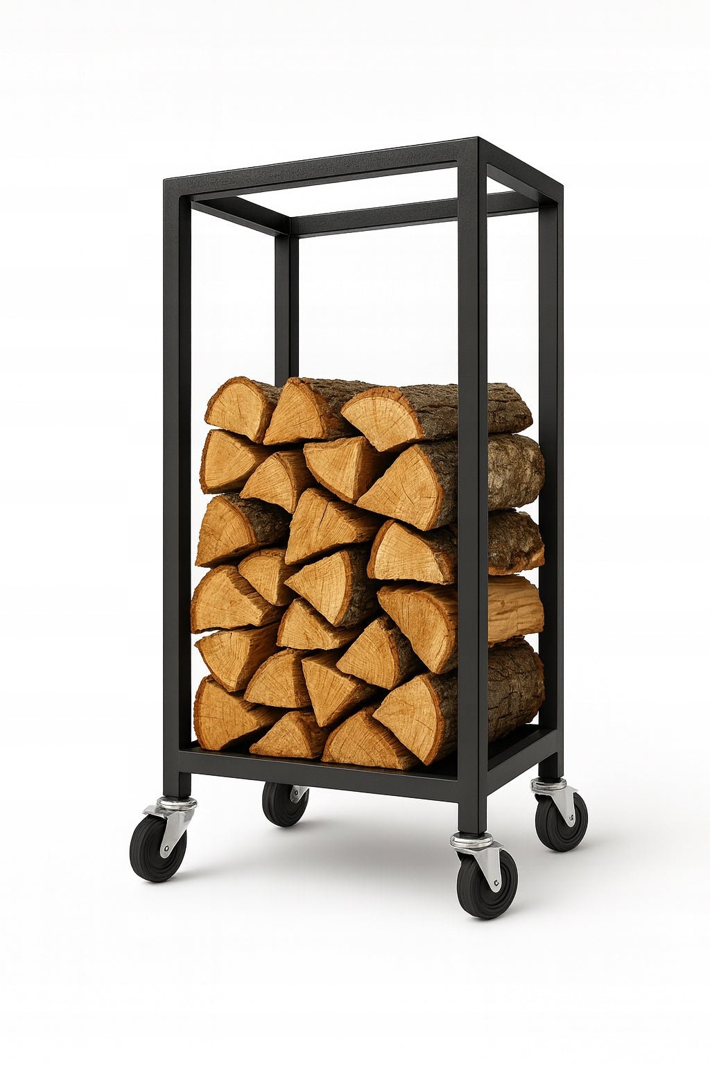 Mobilny stojak na drewno kominkowe loft 100x60x30 cm