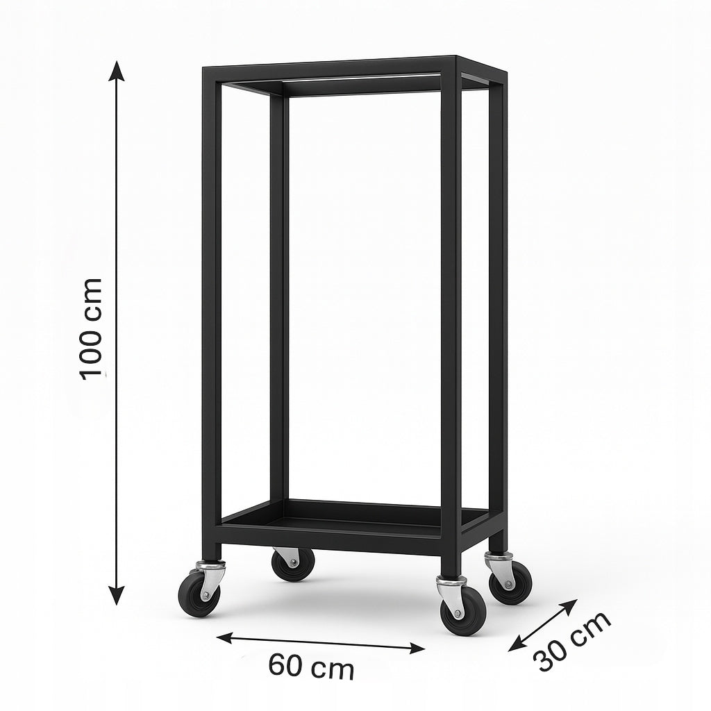 Mobilny stojak na drewno kominkowe loft 100×60×30 cm - Loftivo