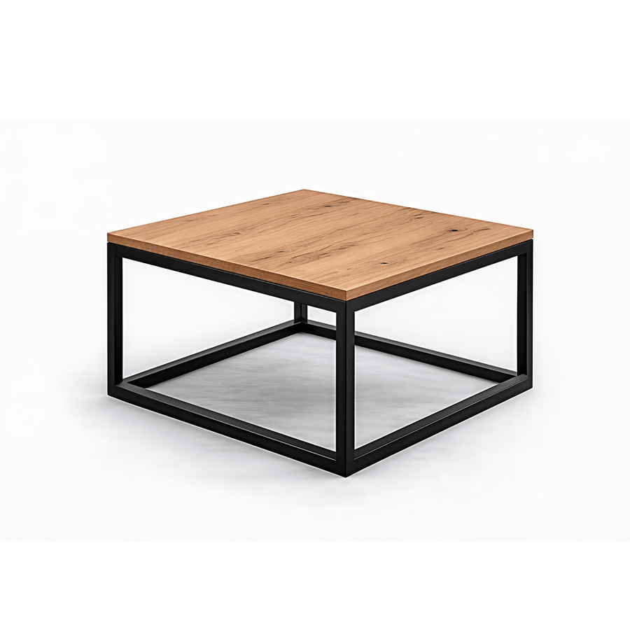 Stolik kawowy loft box 40 50 60 cm dąb i czarny metal