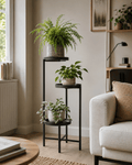 Kwietnik Metalowy 3 - Poziomowy 80cm Stojący Loft Industrial Czarny - Loftivo