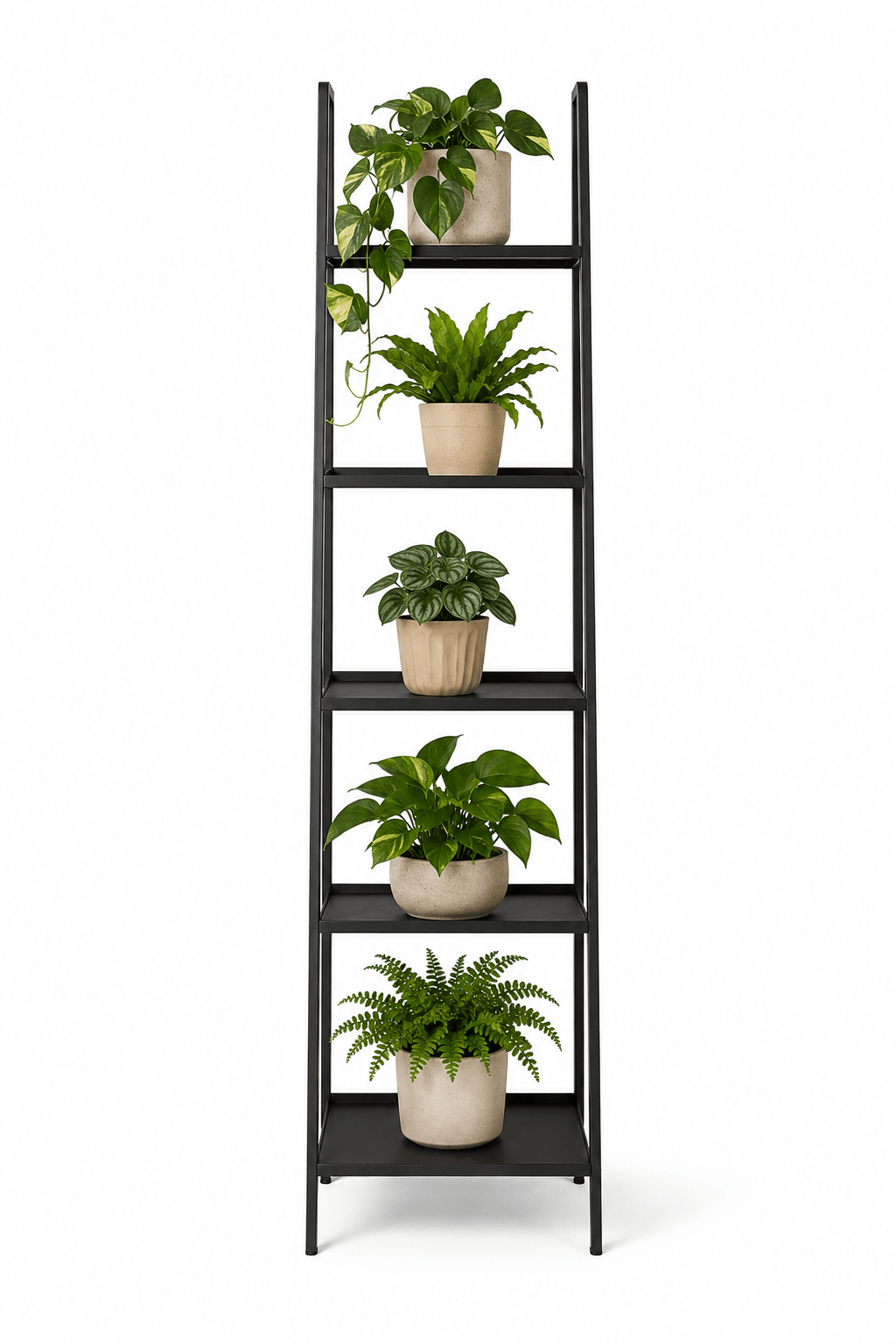 Kwietnik Drabinkowy Metalowy 5 Półek 110cm Loft Industrial Czarny - Loftivo
