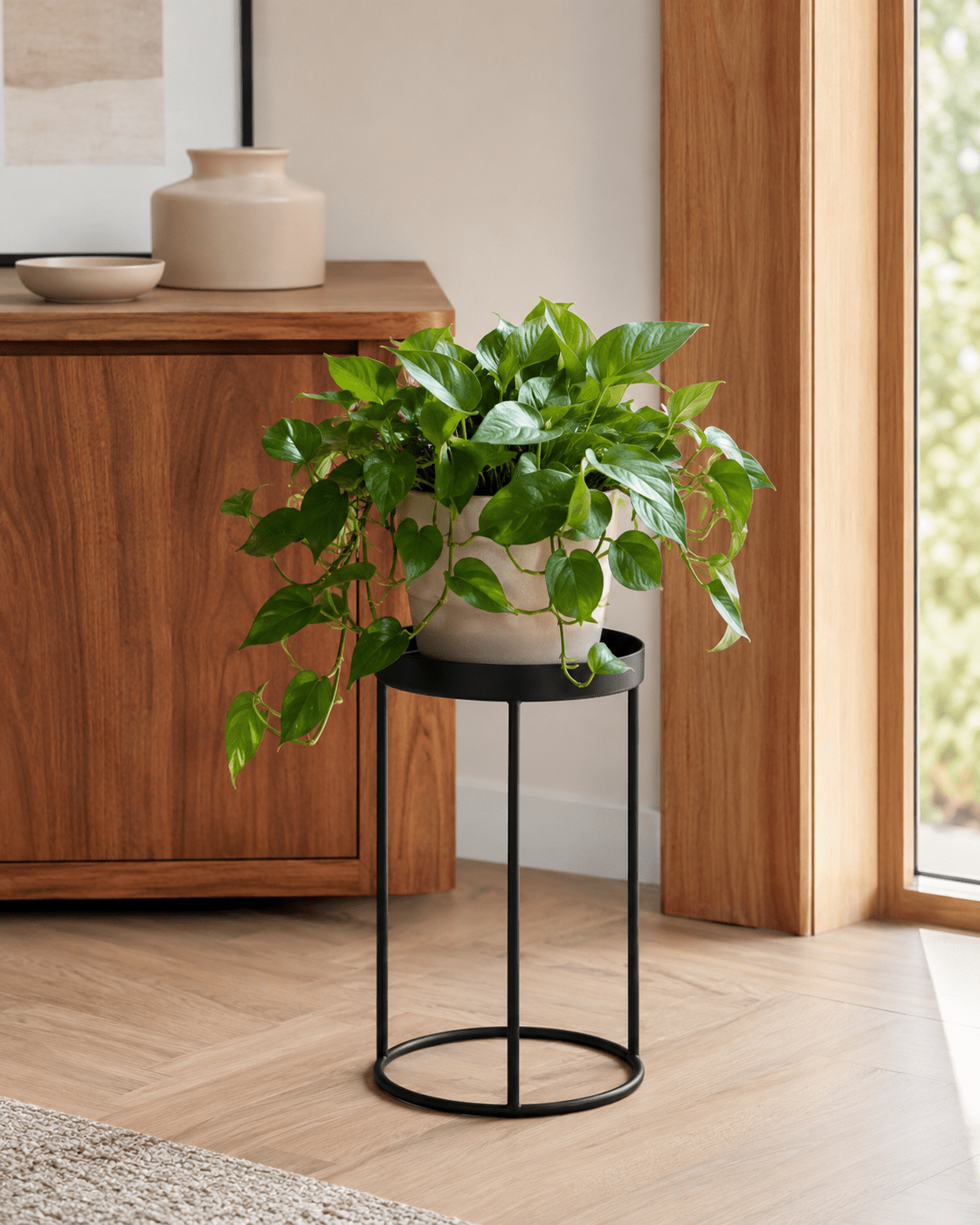 Kwietnik Metalowy Stojący Loft 50cm Czarny Mat Doniczka Industrial - Loftivo