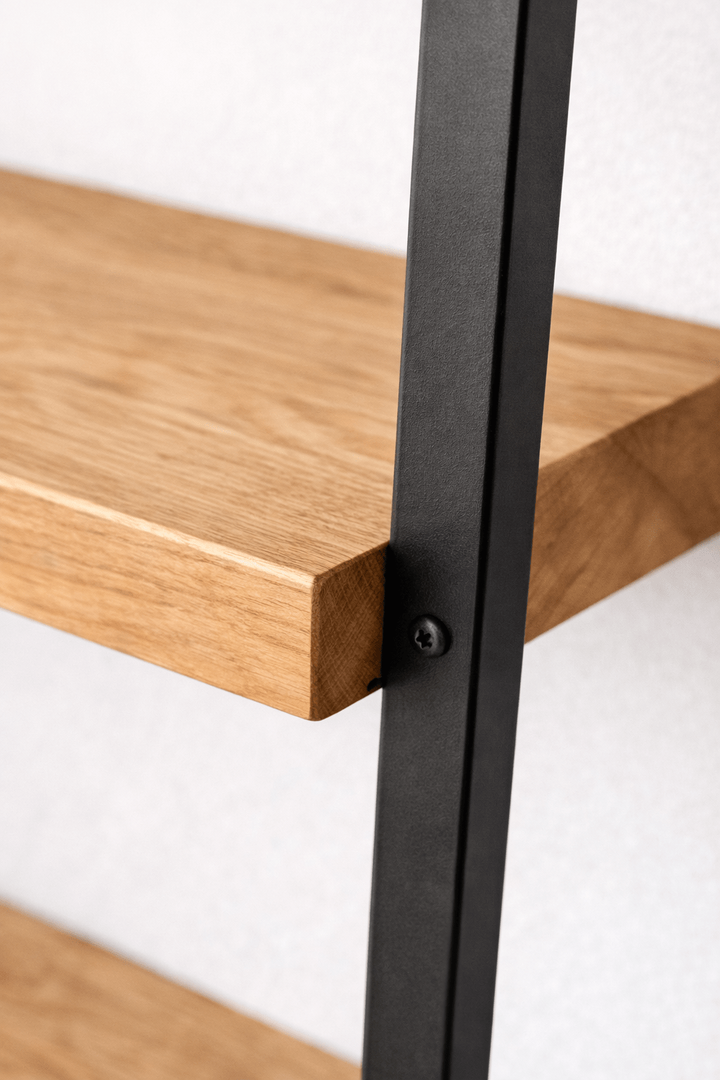 Regał drabinkowy wąski loft 150 cm 4 półki dąb i metal