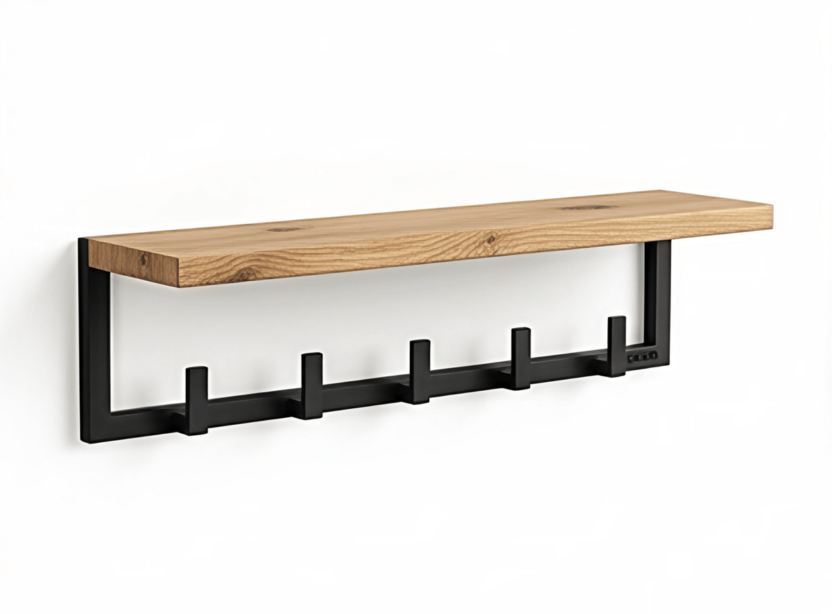 Wieszak ścienny loft 50 cm 5 haków czarny metal