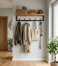 Wieszak ścienny do przedpokoju metalowy loft czarny 5 haków na ubrania - Loftivo