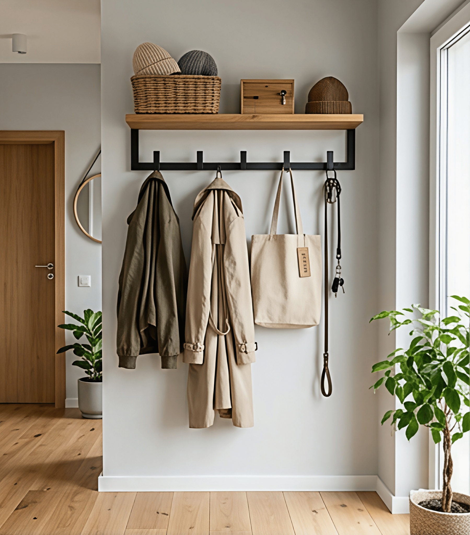 Wieszak ścienny loft 50 cm 5 haków czarny metal