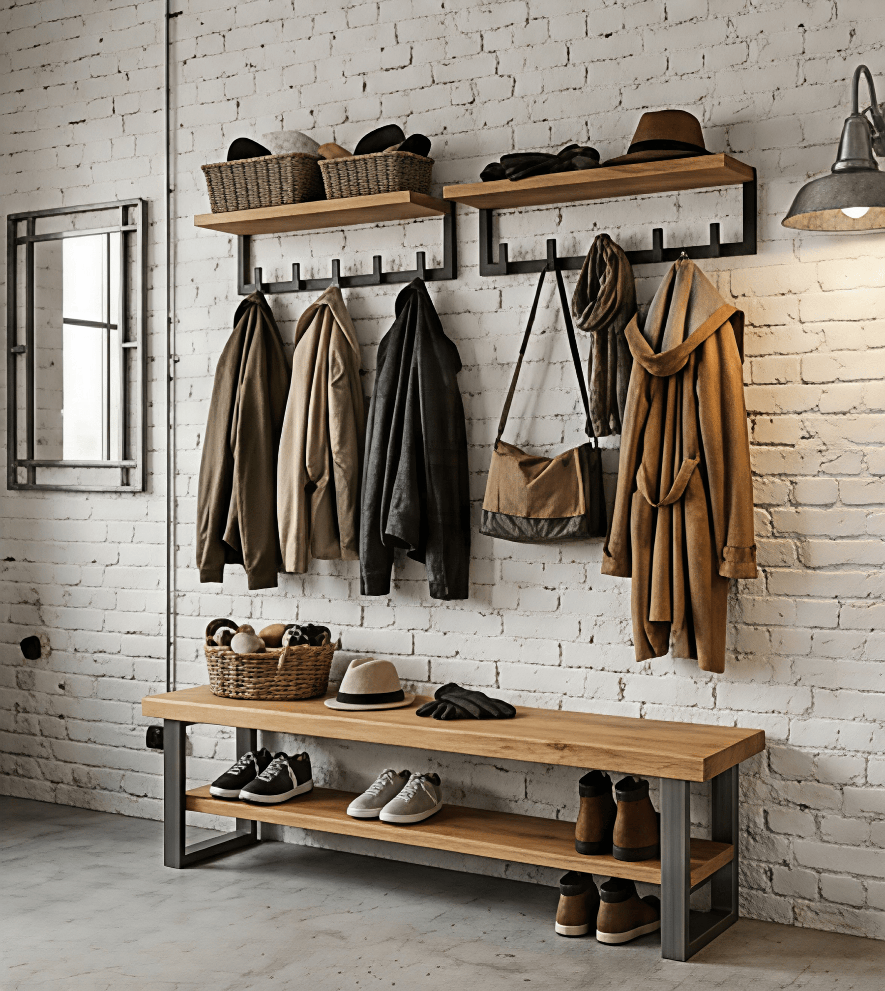 Wieszak ścienny loft 50 cm 5 haków czarny metal
